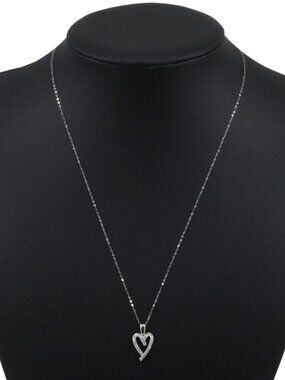 heart Necklace K18 white gold/diamond heart 1.6g Women